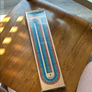 Wooden Cribbage Board with Colorful Track